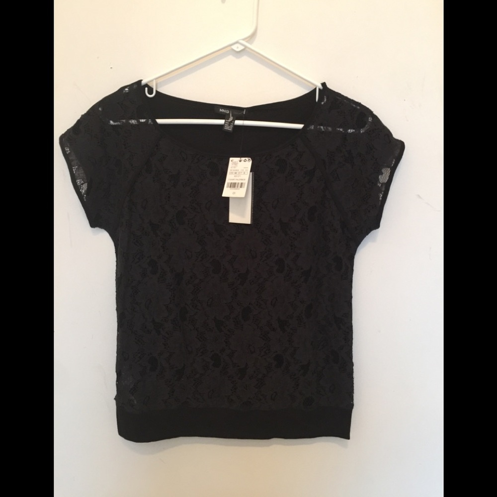 🌸 Made in green black lace top nwt sz XS nice 🌸